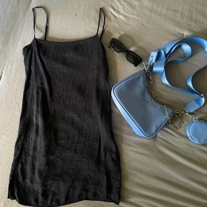 ZARA strappy black dress with a small slit on the right side